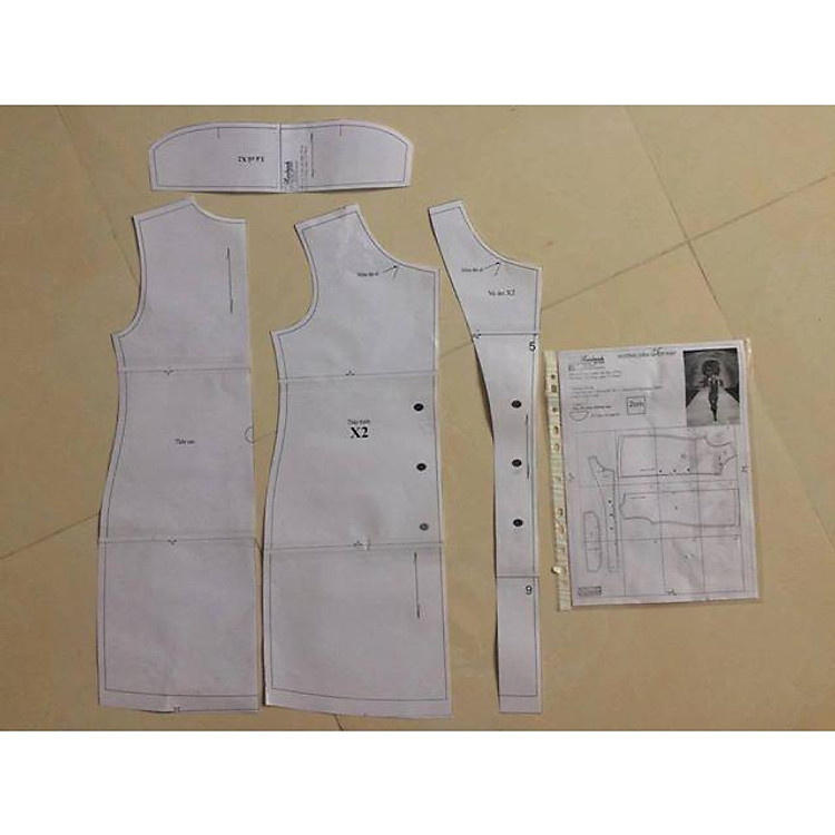 Rập giấy đầm cổ tim tay phồng mã 1259 (BẢN VẼ) - Ảnh 4