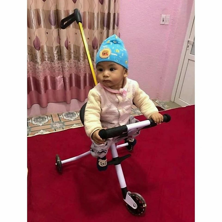 Xe đẩy 3 bánh/5 bánh gấp gọn + giỏ đồ (bánh xe phát sáng + bảo hiểm + tay cầm điều chỉnh)