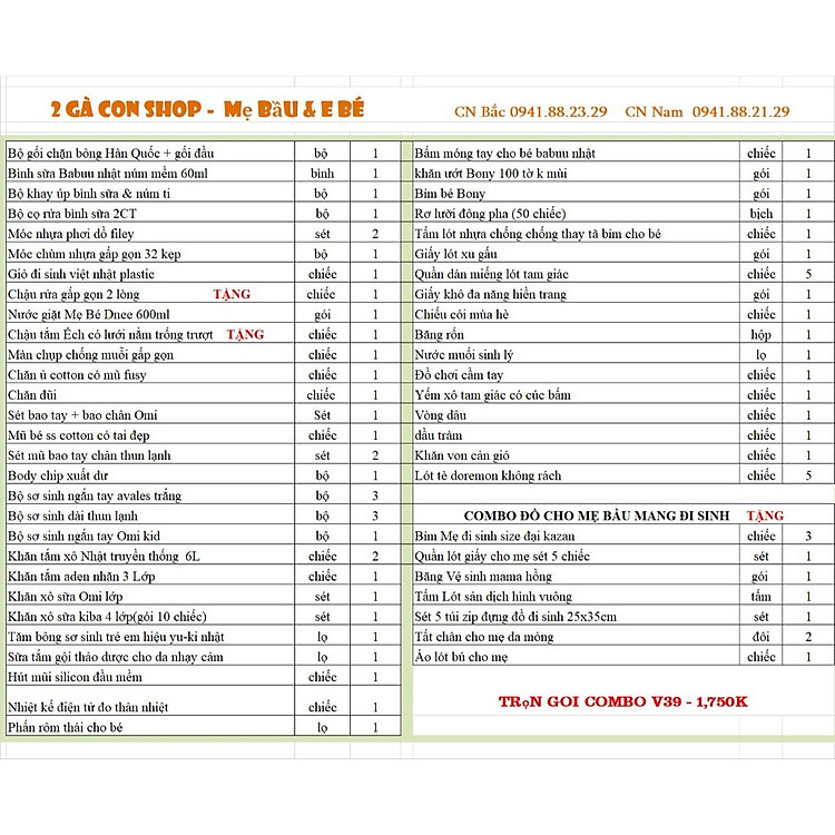 Combo sơ sinh đầy đủ cho mẹ và bé Chính hãng Ưu đãi - Hình ảnh 2