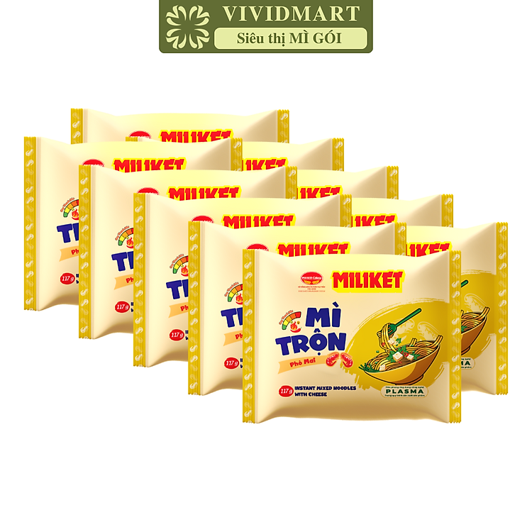 COLUSA - Mì trộn Miliket hương vị Phô mai, Mì trộn Phô mai Miliket, Mì Miliket trộn Phô mai ăn liền (117g/gói)