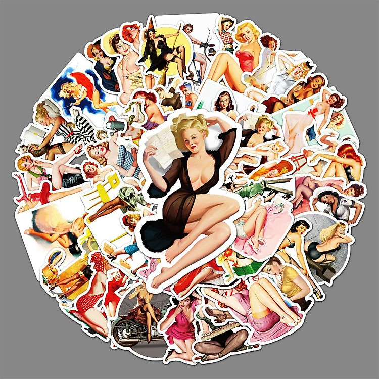 Sticker SEXY GIRL hoạt hình cute trang trí mũ bảo hiểm,guitar,ukulele,điện thoại,sổ tay,laptop-mẫu S119