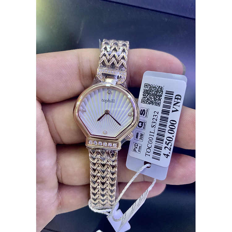 ĐỒNG HỒ TOPHILL TOC001L.S3232 Nữ máy quartz kính sapphire size 27x30mm 3ATM