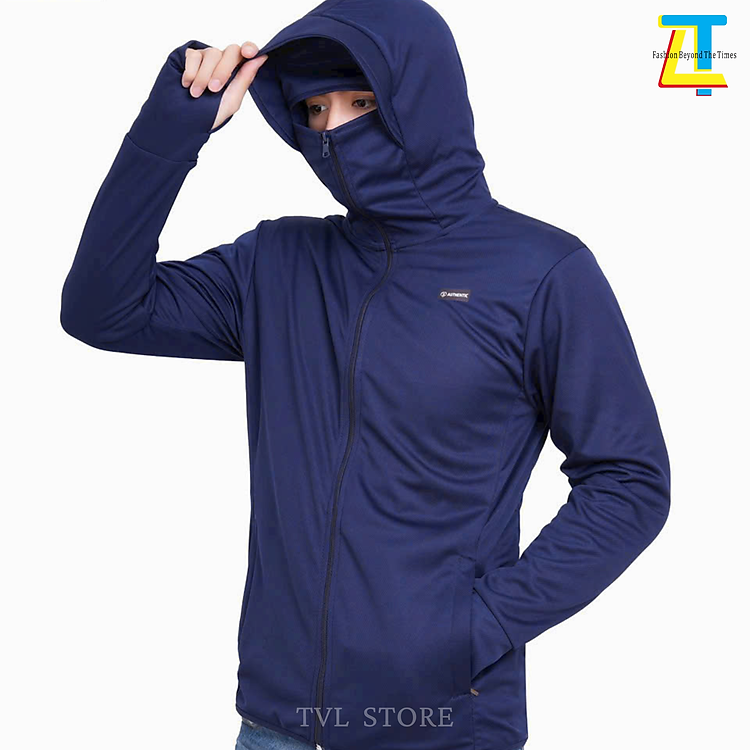 Áo Khoác Chống Nắng Nam Cổ Lọ Gối Áo 2 Lớp Chống UV In Authentic Kiểu Cổ Đơn Sắc Việt Nam