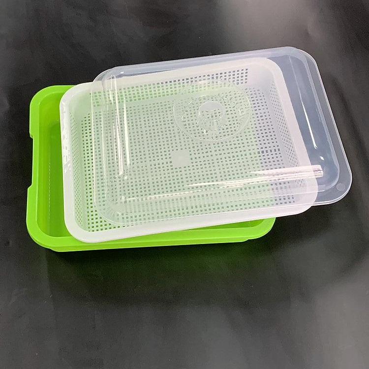2 bộ Khay trồng Rau mầm Thủy canh MAM-103, Chậu trồng Rau mầm 3 lớp có nắp đậy