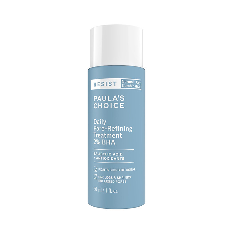 BHA hỗ trợ các vẫn đề về mụn và giúp se khít lỗ chân lông Paula's Choice Resist Daily Pore Refining Treatment 2% BHA 30ml