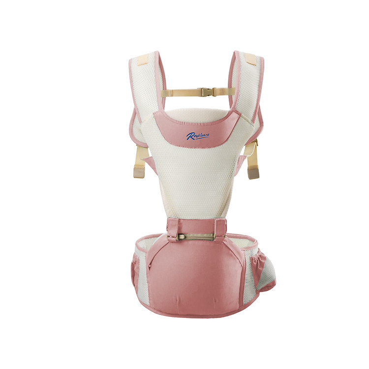 Địu Royalcare 04 tư thế với lưới siêu thoáng- Màu Hồng, tặng thìa ăn cho Bé