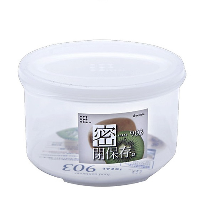 Hộp nhựa tròn bảo quản thực phẩm Inomata, có nắp gioăng silicon 830ml - Nội địa Nhật Bản