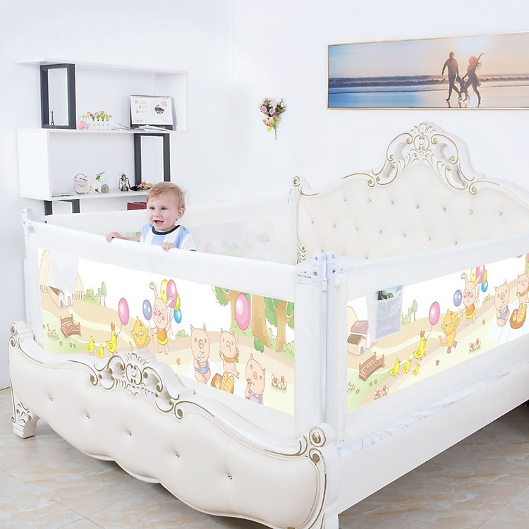 Thanh chắn giường an toàn cho em bé nút bấm hiện đại cao 82cm trượt lên trượt xuống giá bán 1 thanh