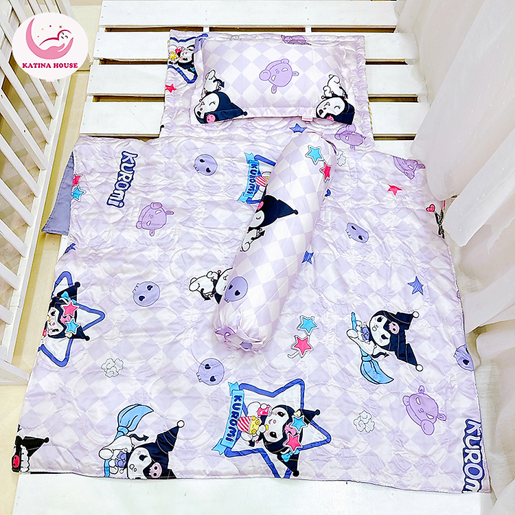 Combo trọn bộ chăn gối nệm cho bé đi học Katina House, vải tencel 60s mát mịn, giúp bé ngủ ngon