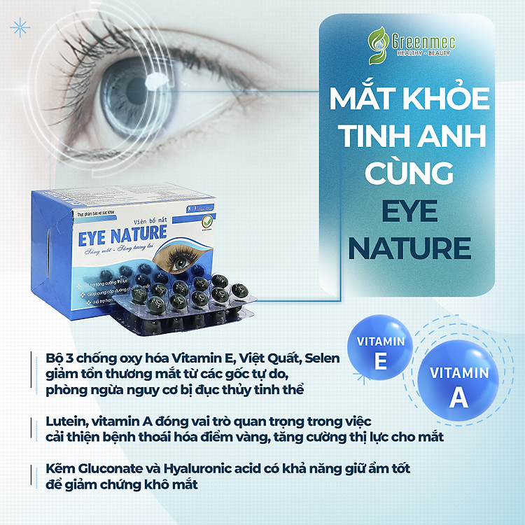 Viên Bổ Mắt Eye Nature Lutein 25mg Hỗ Trợ Tăng Cường Thị Lực Cho Người Lớn Trẻ Nhỏ - Greenmec