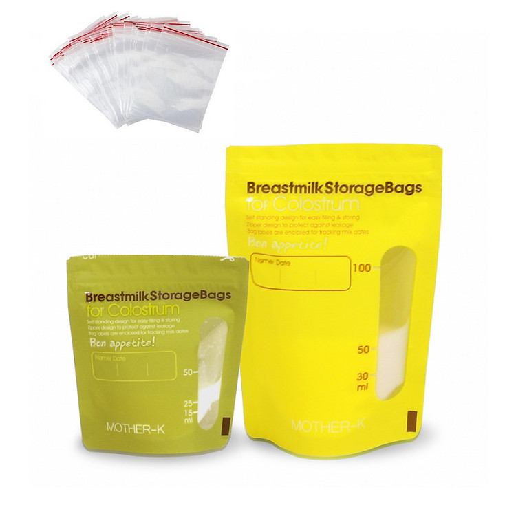 30 TÚI TRỮ SỮA NON CAO CẤP AN TOÀN MOTHER-K (50ml & 100ml) + tặng 5 túi zipper 10x15cm
