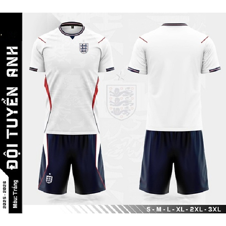 Bộ Quần Áo Bóng Đá Người Lớn - World Cup Anh ( Vải Thun )