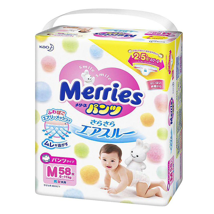 Tã Quần Merries M-58 (58 Miếng)