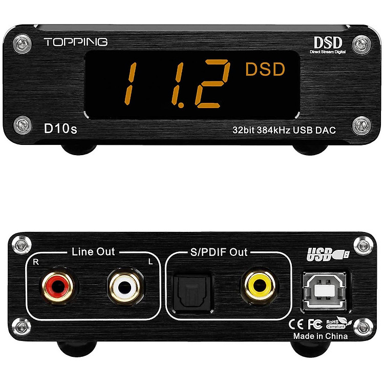 Bộ Giải Mã Âm Thanh DAC Chuyên Dùng Cho PC. Laptop Topping D10s Chip Xử Lý Âm Thanh XMOS XU208 ES9038Q2M DSD256 PCM 384kHz - Hàng Chính Hãng