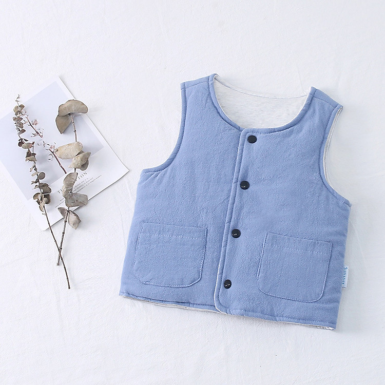 Áo gile cúc bấm, chất cotton bông tự nhiên cho bé trai và gái, mềm mịn, nhẹ ấm, thời trang | MP08