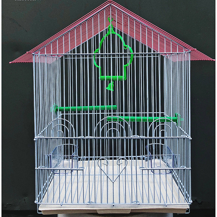 LỒNG CHIM MINI KIỂU MÁI NHÀ (đủ phụ kiện)(MÀU NGẪU NHIÊN)