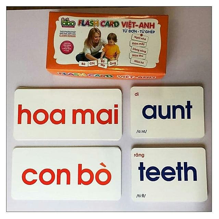 Thẻ flash card song ngữ Việt - Anh từ đơn từ ghép