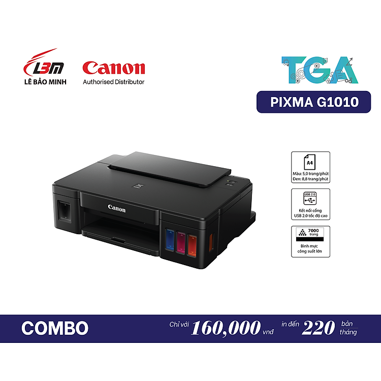 Máy In Phun màu Canon G1010 kèm hợp đồng dịch vụ bảo hành trọn gói TGA- Hàng Chính Hãng