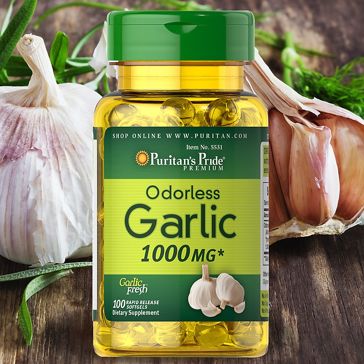 Thực phẩm chức năng bảo vệ sức khỏe tăng cường hệ miễn dịch Tỏi không mùi - Odorless Garlic 1000 mg 100 viên
