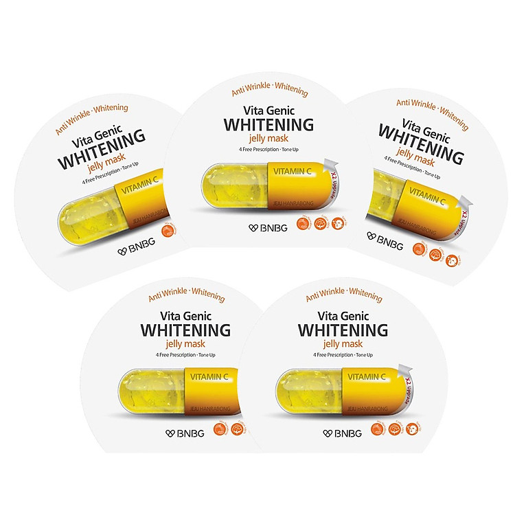 Combo 5 Mặt nạ dưỡng da trắng sáng và làm đều màu da BNBG Vita Genic Whitening Jelly Mask (Vitamin C) 30ml x 5