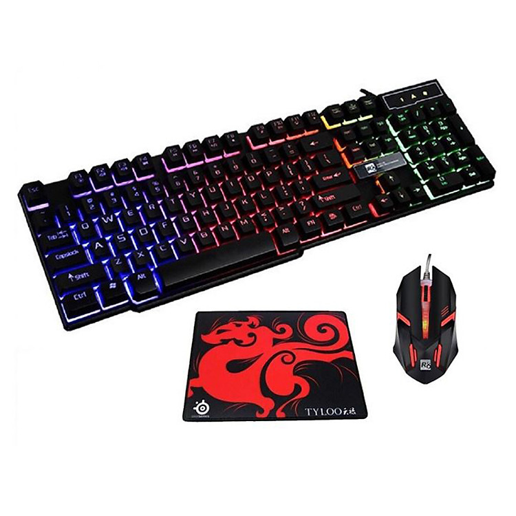 Bộ bàn phím giả cơ R8 1822 và chuột R8 1602 led 7 màu(Đen) + Tặng kèm tấm lót chuột - Hàng Nhập Khẩu