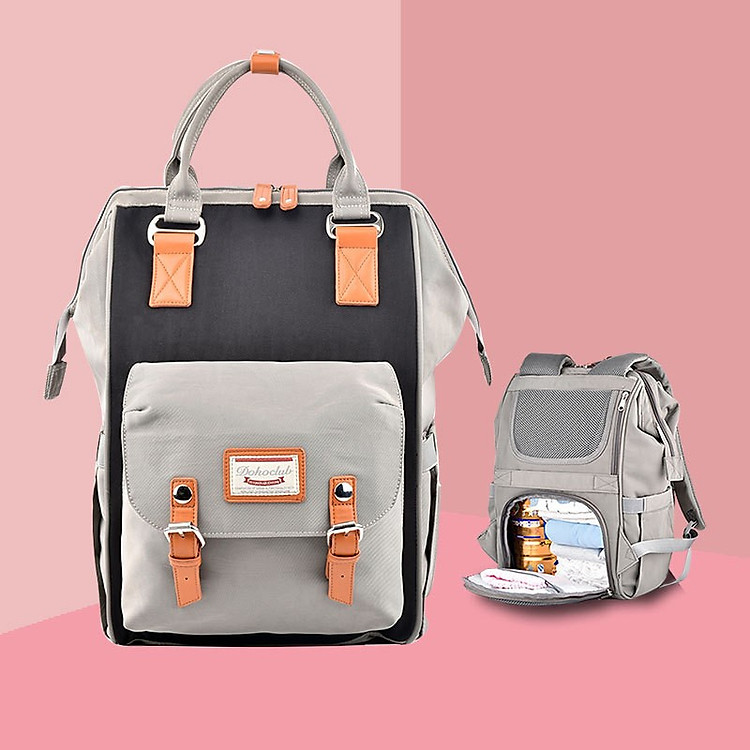 Balô bỉm sữa cao cấp cho Mẹ và Bé với 13 ngăn, chống nước và giữ nhiệt, tặng khăn ướt và thìa ăn cao cấp cho Bé