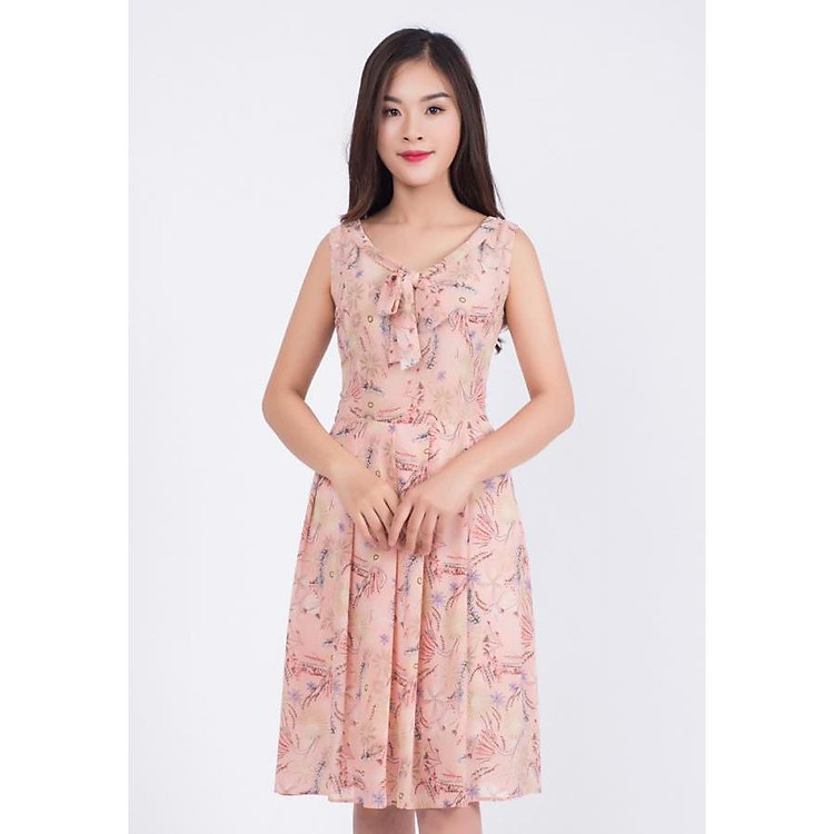 Đầm xoè hoa không tay Miranda