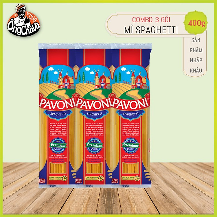 Combo 3 Gói Mì Ý Pavoni 400g 100% Lúa Mì Nguyên Chất (Pavoni Spaghetti)