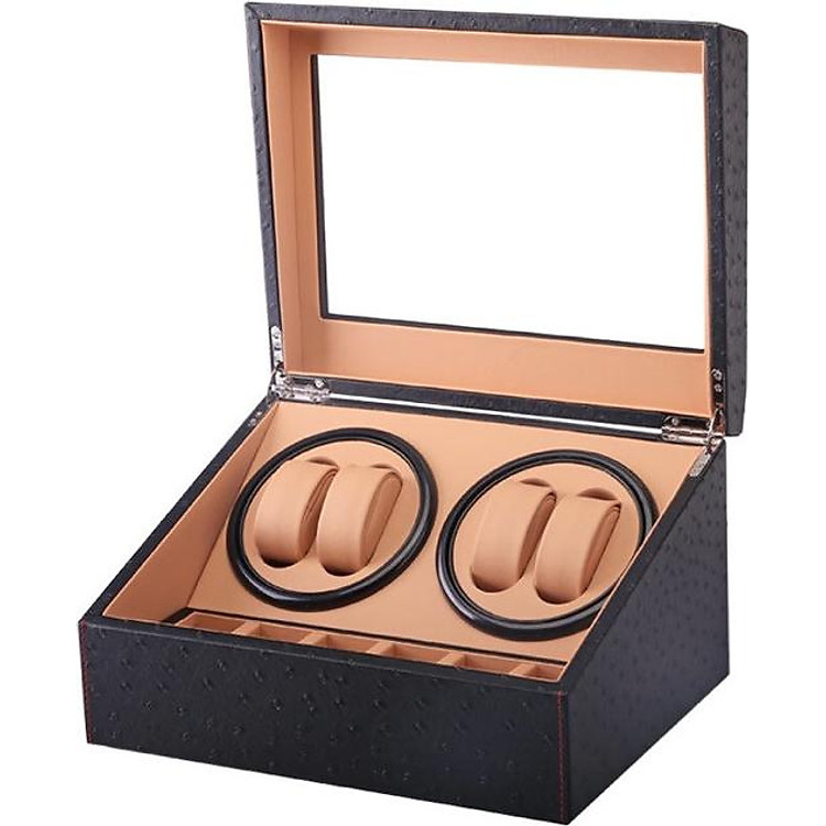 Hộp Đựng Đồng Hồ Cơ 4 Xoay 6 Trưng Bày Da Đà Điểu