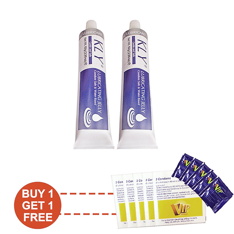 Bộ 2 chai Gel bôi trơn KLY ( 82gram ) - Tặng 5 hộp bao cao su VIP và 10 gói gel VIP