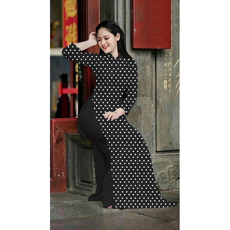 Vải Áo Dài Tằm Ý Họa Tiết Chấm Bi