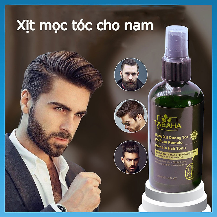 Xịt mọc tóc nhanh tinh dầu vỏ bưởi Tabaha 120ml dành cho Nam giới bị rụng tóc, tóc thưa
