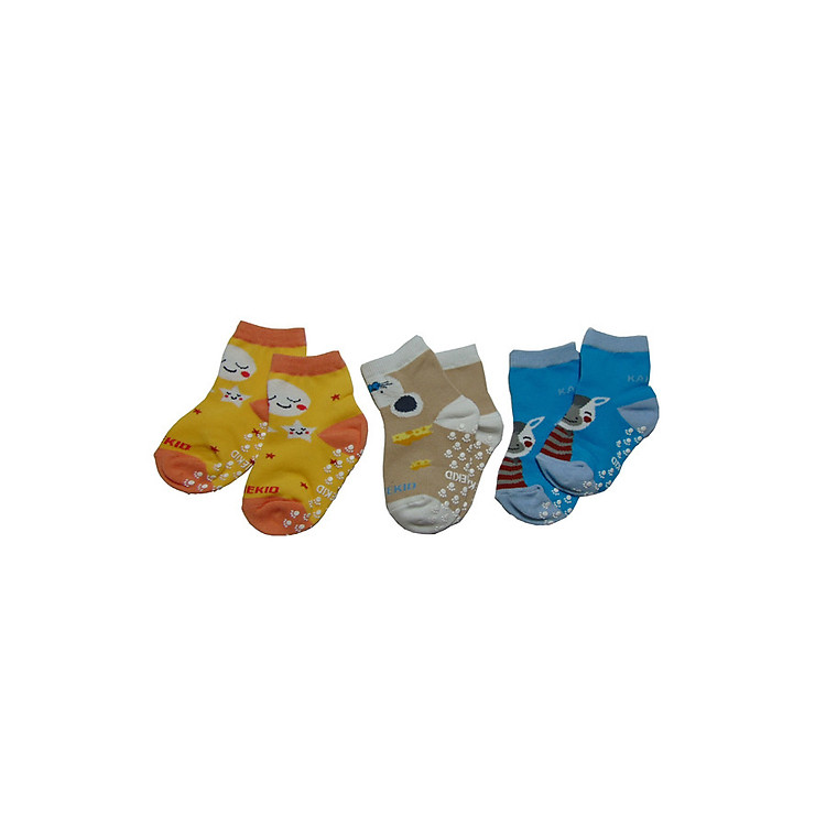 Combo 3 Đôi Vớ Chống Trượt Cổ Cao Kamekid Cho Bé Gái Từ 3 Tháng Đến 2 Tuổi