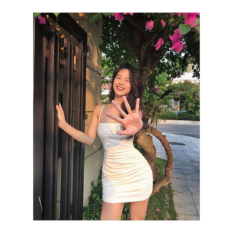 Đầm body 2 dây nhún eo cao cấp, sang trọng, quyến rũ