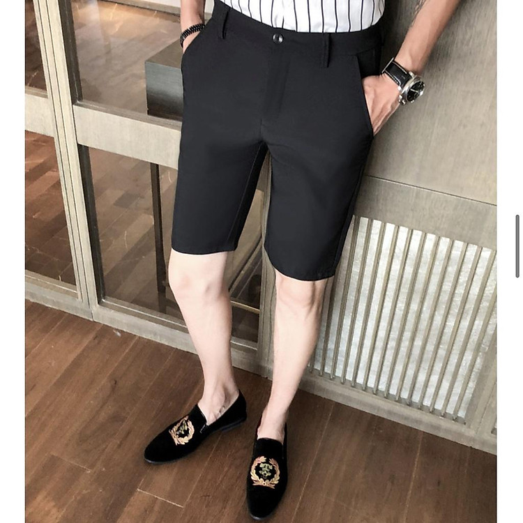 Quần short tây kaki lửng nam ống rộng Hàn Quốc cao cấp lưng thun Q02