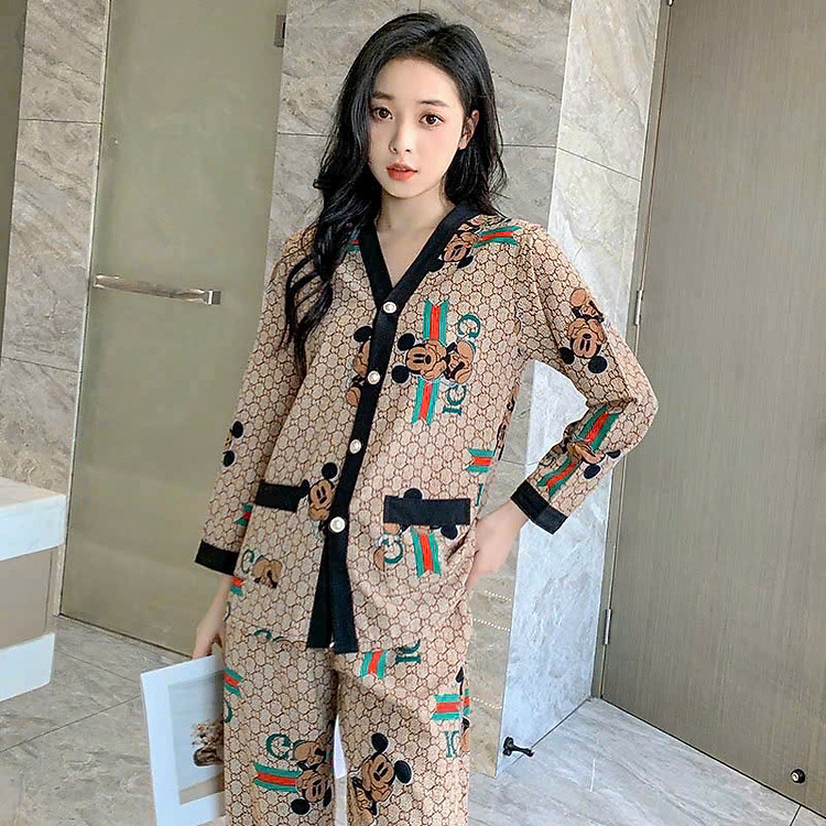Bộ đồ ngủ lụa tay dài quần dài cổ kimono xinh xắn nhiều mẫu
