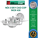 Bộ Nồi và chảo 3 Đáy Inox 430 Fivestar Standard bếp từ nắp kính