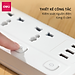 Ổ Cắm Điện Đa Năng DELI Sạc Nhanh TypeC USB PD20W 2-12 Ổ Vuông Dẹt Chịu Tải 2500W, Cầu Chì Tự Ngắt