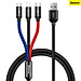 Cáp sạc 3 đầu Baseus Three Primary Colors 3-in-1 Cable USB For M+L+T 3.5A CAMLT-BSY - Hàng chính hãng