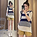 Bộ Đồ Bầu Mặc Hè Cao Cấp Áo Ngắn Tay Quần Short Có Chun Chỉnh Bụng Họa Tiết Nhẹ Nhàng ( Màu xanh nhạt)