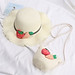Set mũ cói cà rốt dâu tây + túi xách cói đi biển thời trang cho bé gái