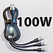 Dây Sạc Nhanh, Cáp Sạc 3 Đầu Công Suất Tối Đa 100W, Sạc Tất Cả Các Dòng Máy, Dây Dài 1-1.2m Loại Dây Dù Chống Đứt - Hàng Nhập Khẩu