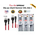 Dây sạc nhanh Ham mer C04 các loại chân cắm I, dòng điện 5v-2.4A, dây bện dù, hàng chính hãng check Qr