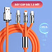 Dây Cáp Sạc Nhanh 3 Trong 1, Siê Bền, Siêu Nhanh Cổng Micro USB Type C Bằng Silicone