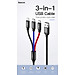 Cáp sạc 3in1 Baseus Three Primary Colors Fast Charging Cable 3.5A CAMLT-BSY USB to C+M+L- hàng chính hãng