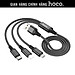 Cáp sạc nhanh 3 đầu Hoco X76 2A, dây sạc bọc dù đa năng, phù hợp với mọi loại dt hàng chính hãng