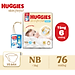 Tã/bỉm dán sơ sinh Huggies Skin Perfect NB 70+6 miếng với 2 vùng thấm giảm kích ứng da