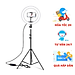 Đèn Livestream size 26 36 45 cm và chân đế 2m hỗ trợ chụp ảnh Make up trang điểm nhiều chế độ sáng, kèm kẹp điện thoại - Hàng chính hãng
