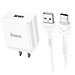 Bộ sạc 2.4A Hoco DC01 Plus chân cắm dẹt kèm dây sạc Type-C dài 1M cho Android - Hàng chính hãng