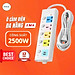 Ổ Cắm Điện 4 Ổ Cắm Kèm 2 Cổng USB Công Tắc, Đèn Báo Riêng Chịu Tải 2500W, Chống Giật, Chống Cháy - Hàng chính hãng